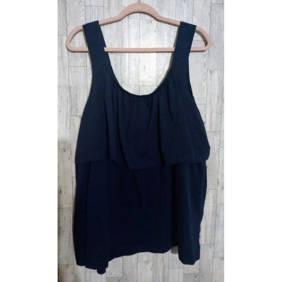 Woman‎ Within Tiered Tank Top Sleeveless Scoop Neck Blue Size 1X (22/24) - Picture 1 of 5